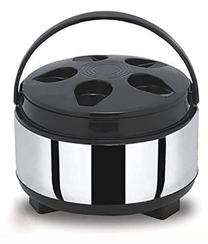 Image of appeasy Stainless Steel Puff Insulated Thermoware Casserole for Roti /Chapati (9000ml-Silver & Black)