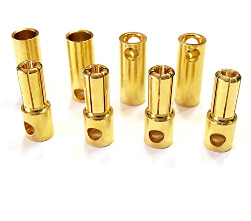 VUNIVERSUM Mr.Stecker Modellbau®, 5 paia (10 pezzi) 5 mm, 5,0 mm, 5,0 mm, spina dorata, spina maschio femmina ad alta corrente per batteria Lipo ESC Motor RC 120 A
