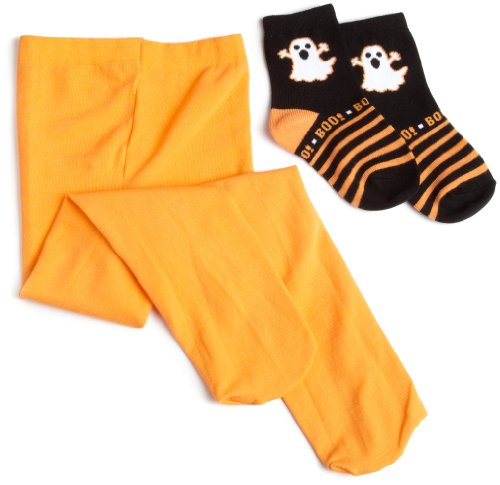 Jefferies Socks Girls 2-6X Ghostly Scares Socks and Pima Cotton 2 Pack Tights
