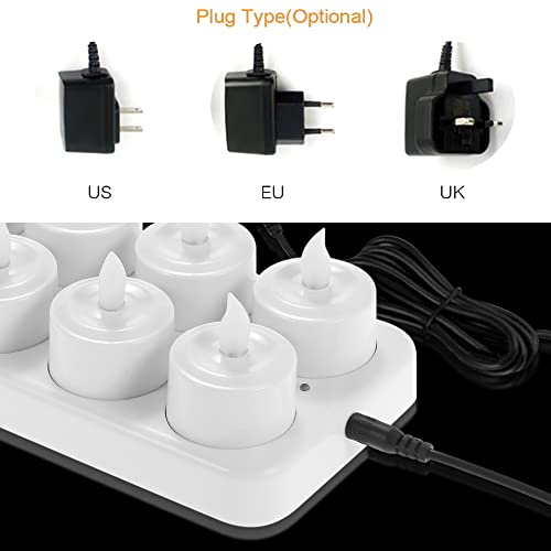 Topyond Lot de 12 Bougies Chauffe-Plat LED à Couleurs changeantes, Rechargeables, sans Flamme, avec télécommande, Tasses givrées, Station de Charge pour fête de Noël, Vacances, Mariage, – Image 6