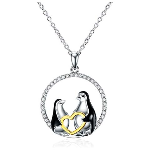 WINNICACA Penguin Pendant Necklace Penguin Jewellery S925 Sterling Silver Cute Animal Gifts for Mum Daughter Cover