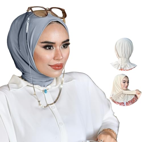 para life Grey Snap Hijab for Women, Breathable Instant Hijabs|Standard Size Stretchable Cotton Sandy|Jersey Undercap&Cap For Casual Sports&Special Days|Modal Scarf For Women