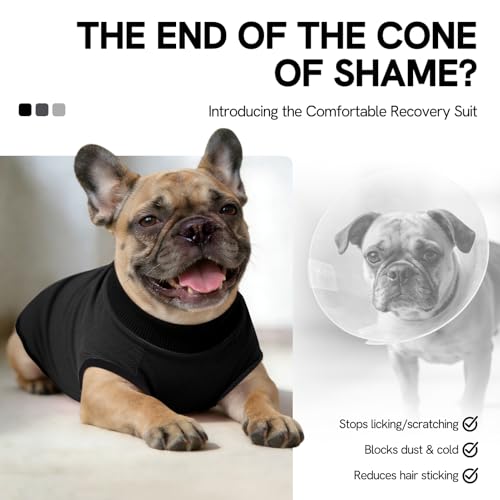 Image of SAWMONG Recovery Suit for Dogs Female Male, Breathable Dog Onesie After Surgery Spay Neuter, Professional Dog Surgical Suit, Substitute Pet E-Collar Cone, Black, XXX-Large