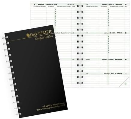 Miniatura 5 de Day-Timer Recambio de planificador de dos páginas por semana 2024, encuadernado con alambre, tamaño compacto, 3 x 5 pulgadas