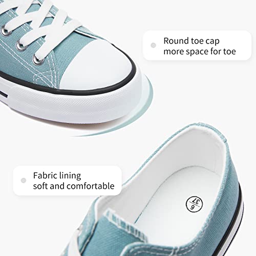 Adokoo Womens Canvas Shoes Casual Cute Sneakers Low Cut Lace Up Fashion Comfortable For Walking(Blue,Us9) #TOP4