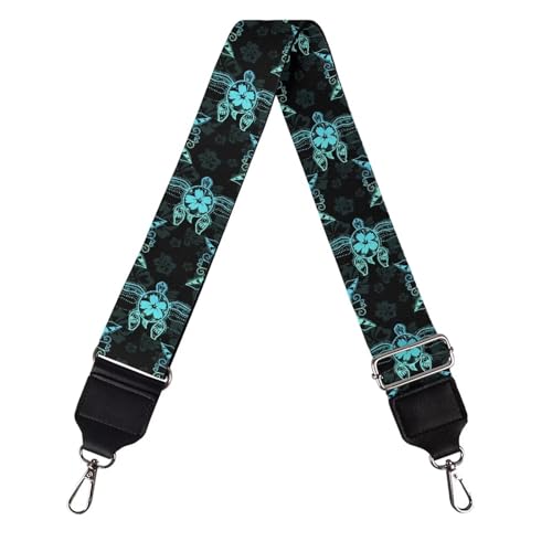 Image of Talayituse Turtle Hibiscus Print Shoulder Strap Wide Purse Bag Strap Adjustable Replacement Belt Luggage Crossbody Shoulder Bag Strap for Women Girls