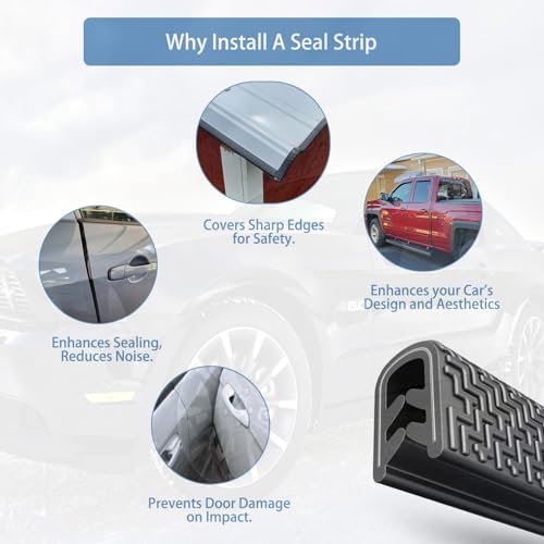 Image of URBANMONK U Shape Edge Trim Rubber Strip Seal Protector | Anti-Collision car Door Protector | Anti-Scratch Car Door Edge Guard Protector Rubber Clips fit for All Car Type | Black, 5-Meter