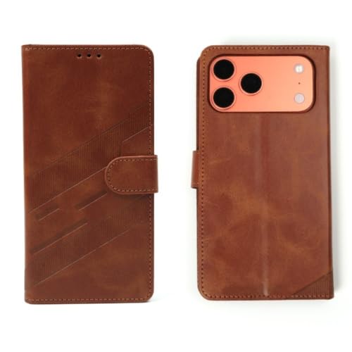 Étui iPhone 16e marron avec portefeuille en cuir et clapet magnétique chic