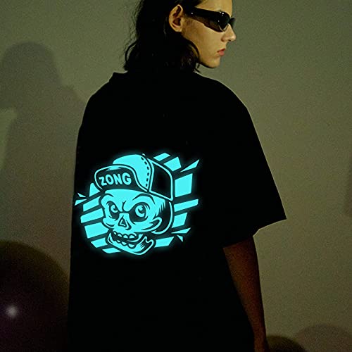 Image of guangyintong Glow in The Dark Heat Transfer Vinyl Blue 12 inch x 25ft