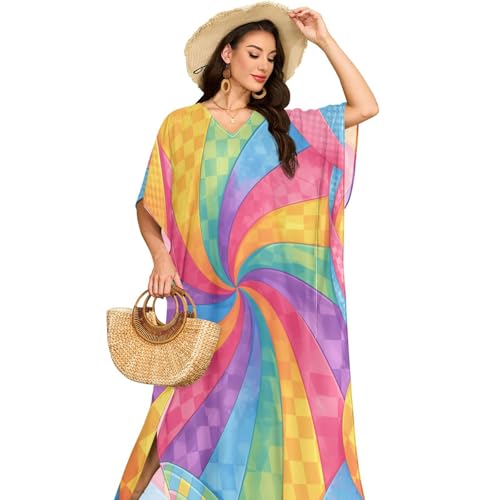 Cache-maillot de bain femme tie-dye arc-en-ciel et tenue de plage lune de miel