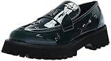 KARL LAGERFELD Paris Womens Avah Studded Faux Patent Leather Loafers, Forest Green, 8