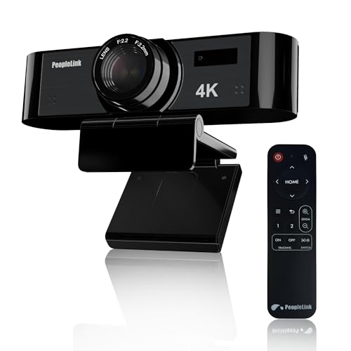 PeopleLink 4K Ultra HD Webcam with AI Tracking, Autofocus, 110° Field of View,Sony Sensor, Dual Microphone Array,8X Digital Zoom, Privacy Cover, CMOS Lens Streaming Plug & Play Camera