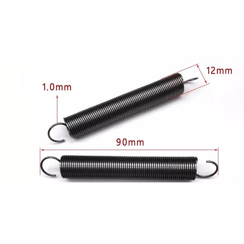 Produktbild von Spannfeder Mit Haken 90 Mm – 1,2 Mm Draht, 10 Mm Außen-Ø, Max. 3,21 Kg Zugkraft – 4 Stück, Wärmebehandelt
