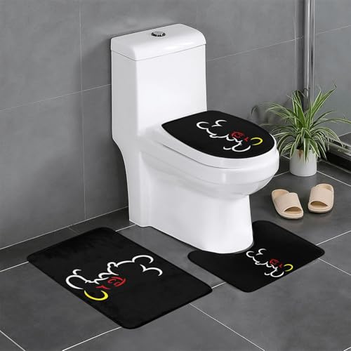 ミッキーマウス かわいい アニメ 3点セット バスマット トイレマット 便座カバー フタカバー 滑り止め 吸水 人気 漫画 足ふきマット 暖房 ふんわり 洗える 抗菌 防臭