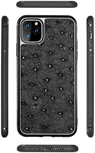 Étui iPhone 13 Pro Max GUMMMY en cuir d'autruche rouge véritable - 3