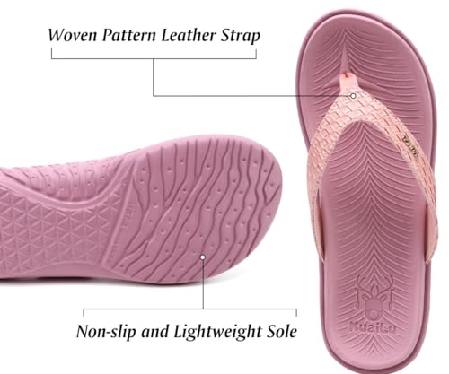 Image of KuaiLu Womens Flip Flops Arch Support Yoga Mat Cushioned Thong Sandals | Ladies Comfortable Walking Slides For Plantar Fasciitis Slip On Indoor Outdoor For Summer