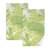 tplaotee Juego de 2 paños decorativos de algodón con diseño de hoja verde para lavado corporal, cara, tamaño 16 x 28 pulgadas
