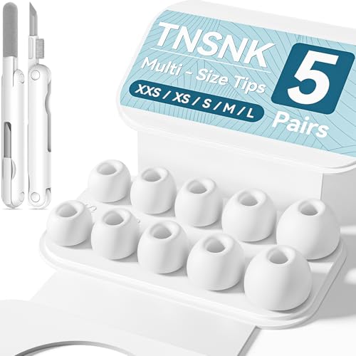 TNSNK 5 Pairs Replacement Ear Tips for AirPods Pro 3(White)