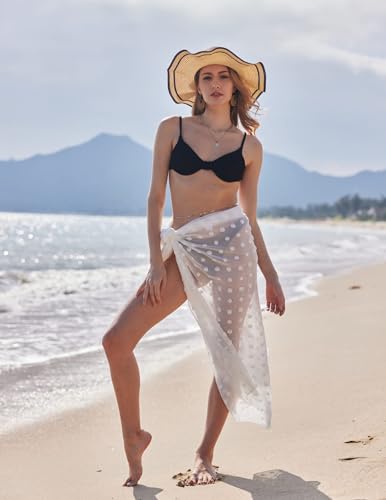 Image of Ekouaer Women Sarong Swimsuit Coverups Chiffon Long Bikini Wraps Sheer Beach Bathing Suit Cover Up