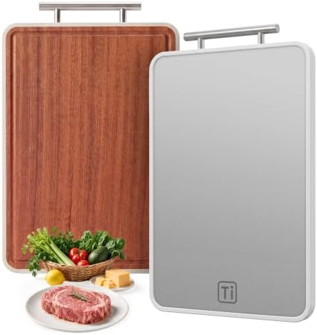 Titanium Cutting Board for Kitchen, Double-Sided Wood Cutting Boa...
