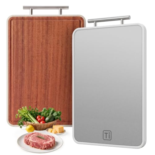 Image of Titanium Cutting Board for Kitchen, Double-Sided Wood Cutting Board