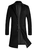 iCKER Mens Wool Coat Long Trench Coat Peacoat Jacket Slim Fit Casual Overcoat Outwear