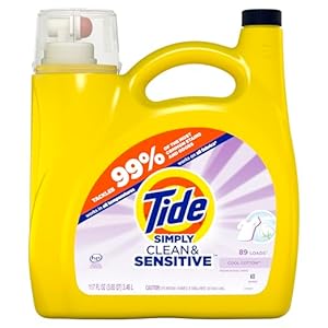 Tide Simply Clean & Sensitive Laundry Detergent, Cool Cotton Scent, 89 Loads, 117 Fl Oz, Tide Laundry Detergent, Laundry Soap