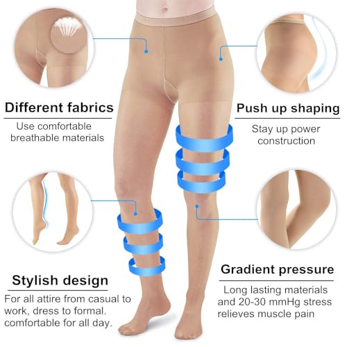 20-30mmhg compression pantyhose for women medical compression stockings high waist opaque compression tights for lymphadema edema swelling varicose veins support hose for teacher doctor