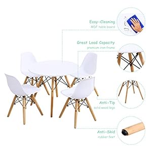 Costzon Kids Table and Chair Set, Kids Mid-Century Modern Style Table Set for Toddler Children, Kids Dining Table and Chair Set, 5-Piece Set (White, Table & 4 Chairs) Costzon Kids Table and Chair Set Kids Mid Century Modern Style Table Set for Toddler Children Kids Dining Table and Chair Set 5 Piece Set White Table 4 Chairs