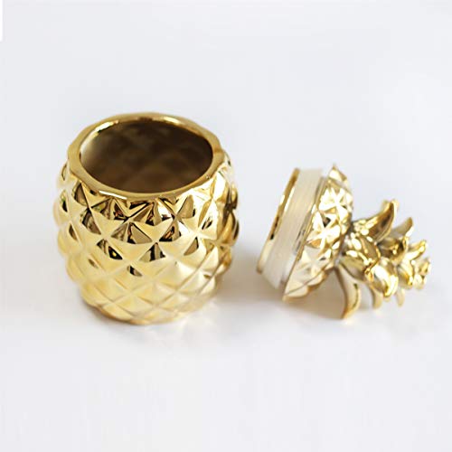 Wonthai Pineapple Shaped Ceramic Jar - Cookie Candy Storage- For Home Bathroom Or Office Table Decor- Gold #TOP1