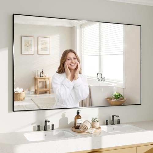 Koonmi Black Mirrors for Wall 36x48 Inch Bathroom Mirror Rectangular Wall Mirror for Living Room Bedroom Bathroom Hangs Horizontally or Vertically