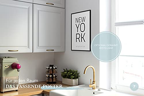 Papierschmiede® Geo Poster Koordinaten New York, B2 (50x70 cm) Stadt Poster als Wanddeko für Wohnzimmer Schlafzimmer Küche Esszimmer, USA East Coast, Bild ohne Rahmen