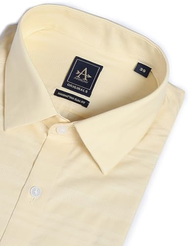 Image of Arrow Men's Full Sleeve Slim Fit Collar Cotton Formal Shirt Beige