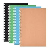 EastyGold Spiral Notebook Retro Note Books A5 Composition Colorful Kraft Lined Paper Coil Wirebound Sketch Book Bulk Journals Creative Memo Notepad for Home School Office Supplies 4 Pack