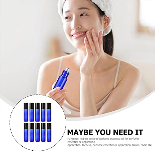 DOITOOL 20 peças, frasco de perfume recarregável, frasco de vidro azul, tubo de rolo de óleo essenci