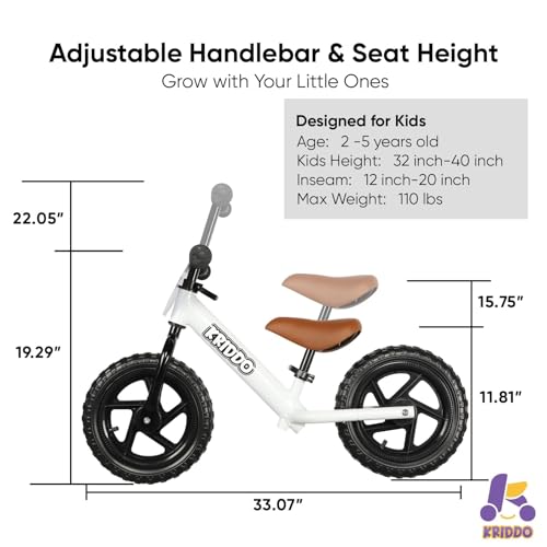 image for KRIDDO Toddler Balance Bike 2 Year Old, Age 24 Months to 5 Years Old, 