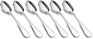HornTide 6-Piece Dinner Spoon Set Table Spoon Flatware Stainless Steel Mirror Polishing 7-Inch 18cm