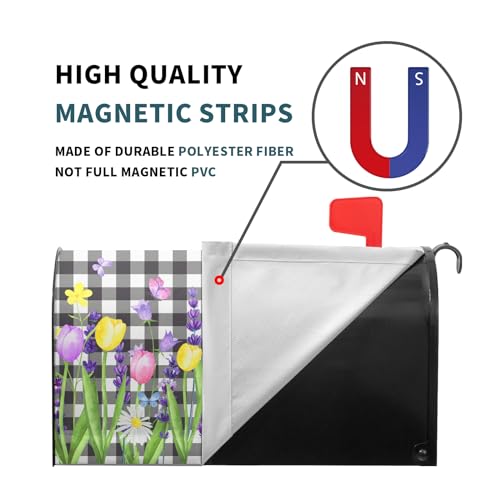 Image of Harooni Spring Summer Flowers Magnetic Mailbox Cover Standard Size 18x21in Tulips Florals Mailbox Cover Magnetic Spring Decor Mailbox Wraps Post Letter Box Cover for Home Garden Yard Outdoor Decor