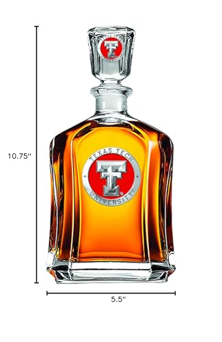 Image of Heritage Pewter Texas Tech Capitol Decanter | 24 OZ Whiskey Decanter for Liquor with Airtight Stopper | Expertly Crafted Pewter Glass