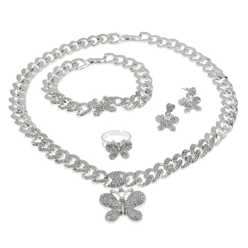Bijoux mariage pour femmes ensemble 4 pièces avec collier boucles d'oreilles bague et bracelet