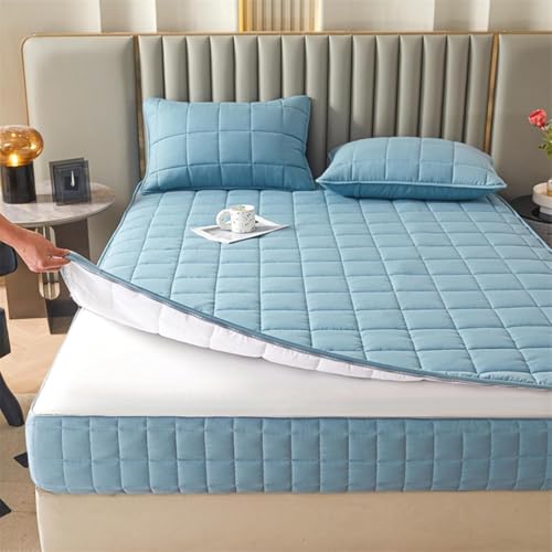 �I�[���C������ �N�C�[���T�C�Y �}�b�g���X�v���e�N�^�[�A����\ �t���T�C�Y �}�b�g���X�J�o�[�A����L���e�B���O �_�炩���x�b�h�J�o�[ �L���O�T�C�Y �ƒ�E�z�e���E�Q���p(Blue A,90x200x30cm)