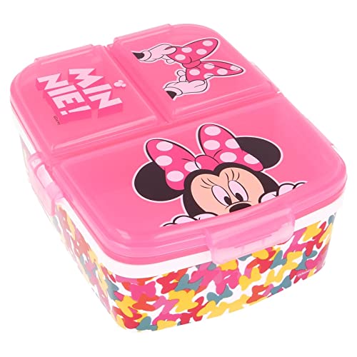 Minne Edgy Design Kids Character Larger 4 Compartment Sandwich Lunch Box School