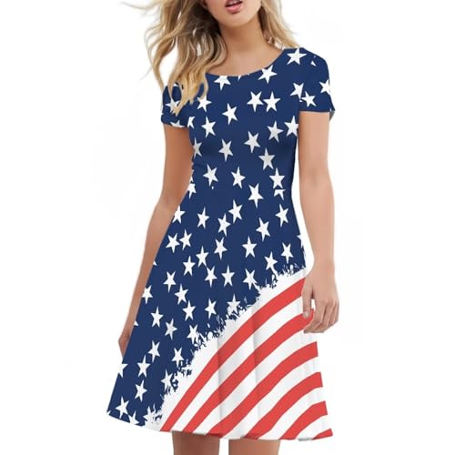 Image of Biyejit Women's Summer Casual Short Sleeve T-Shirt Swing Dress Crew Neck Plus Size S-4XL