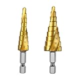 LIKENNY ステップドリル 六角軸 たけのこドリル 螺旋セット 4-20mm 9段 4-12mm 9段 チタンコーティング スパイラル HSS钢 ドリル 2本セット
