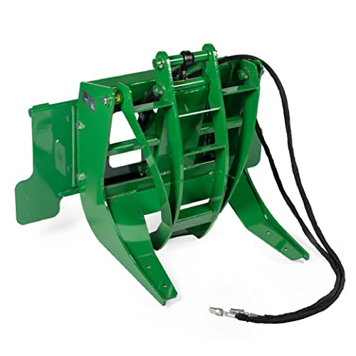 Titan Attachment 29" Hydraulic Log Grapple Attachment Fits John Deere Hook and Pin Tractors, Single 3,000 PSI Cylinder, 42" Opening Grapple Height, Idea for Large Rocks, Thick Brush, Debris Clearing