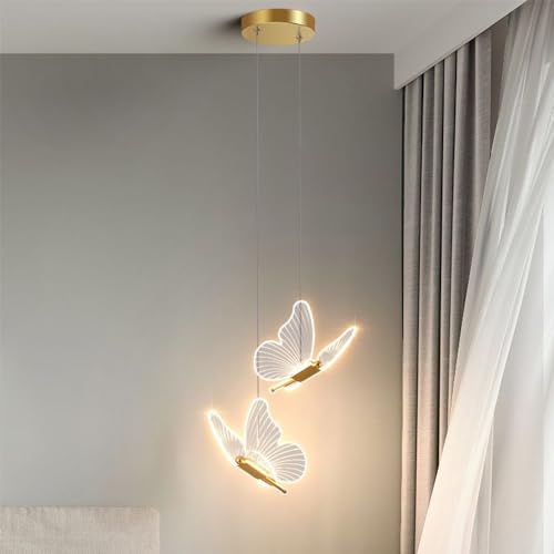Mengjay Lampe à Suspension Papillon Créative,Suspension de Salon LED Moderne Lustre de Table à Manger Hauteur Réglable, LED Plafonnier pour Salle à...