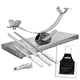 Chaira de 230 mm Arcos Juego jamonero balancín pletina 40x6 Base INOX Flores Cortés + Set 2 Cuchillos Riviera Blanc + chaira + Pinzas para jamón Arcos