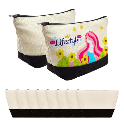 Beclumas WY- DIY BAGS 10 Pack 9"X 5.5 Inch Sublimation Blanks Cosmetic Bags,Pencil Bag, Bulk Multi-Purpose Diy Heat Transfer Makeup Bags cover