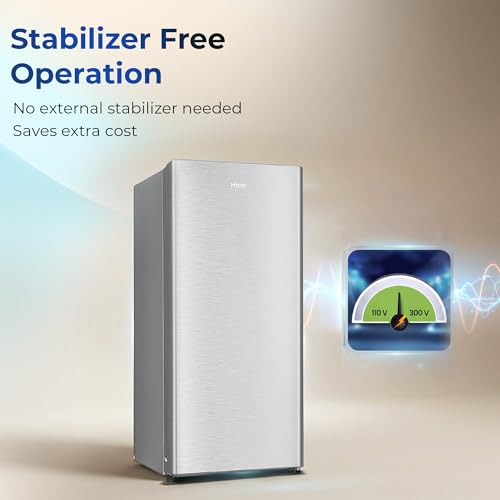 Image of Haier 190L 3 Star Direct Cool Single Door Refrigerator | Toughened Glass Shelves | Fast Ice Making in Just 60 minutes | Large Veg Box| Easy Clean Back (HED-203TDSA-N, Brushline Silver)