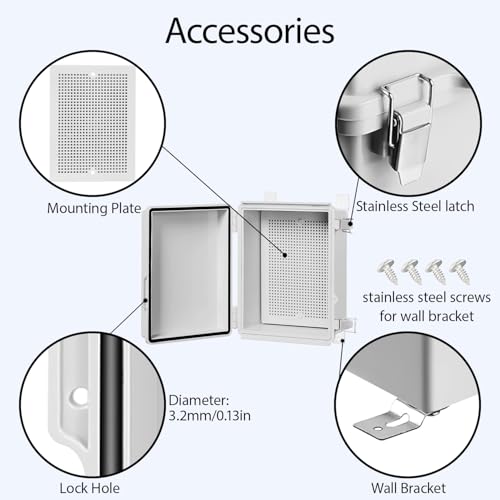 Boîte électrique IP67 LeMotech boîtier ABS étanche à charnière gris 22x17x11 cm - 4